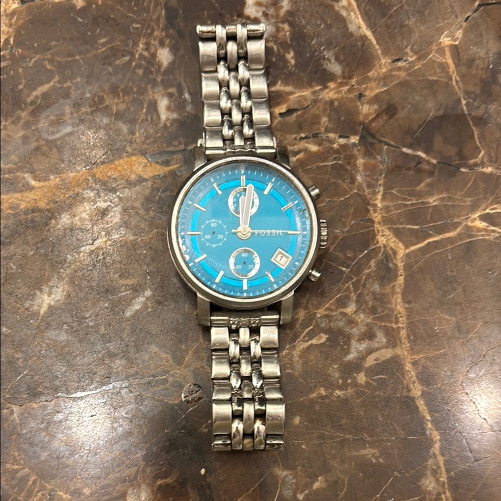 Fossil Riley aqua dial Silver Watch